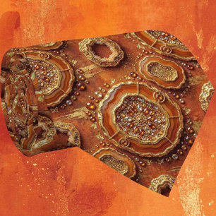 Cravate Luxury Faux Soie Tie de cou Rust + Geode Or