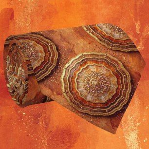 Cravate Luxury Faux Soie Tie de cou Rust + Geode Or