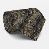 Cravate Luxury Gold & Black Swirl Marble (Roulé)