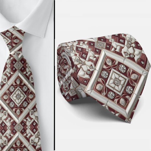 Cravate Luxury Statement Burgundy Moroccan Neck Tie