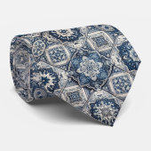 Cravate Luxury Statement Moroccan Tiled Faux Silk Neck Tie (Roulé)