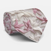 Cravate lys blancs roses violets 3d (Roulé)