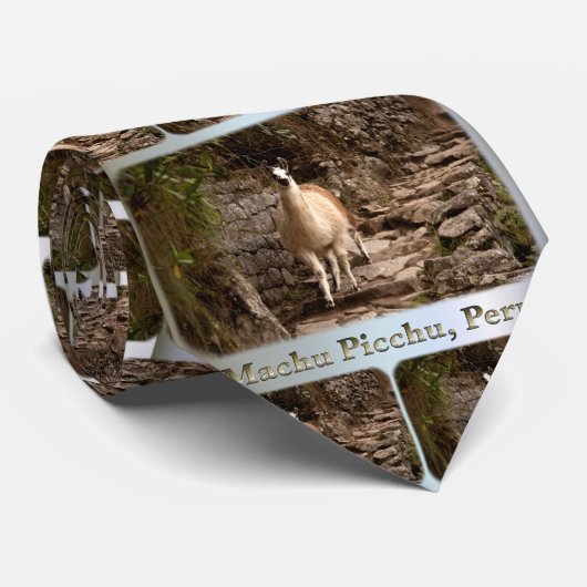Cravate Machu Picchu - lama péruvien (Roulé)
