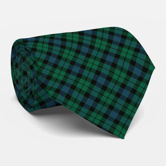 Cravate MacKay Clan Tartan Lumineux vert et bleu Plaid (Roulé)
