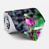 Cravate Madame pantoufle I, plaisir vert rose de jardin (Roulé)