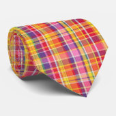 cravate madras-rose (Roulé)
