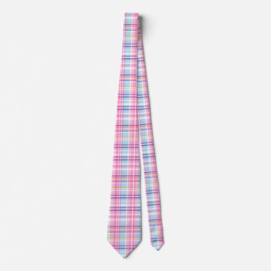 Cravate Madras rose Plaid Motif (Devant)