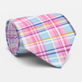 Cravate Madras rose Plaid Motif (Roulé)