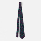 Cravate Magenta Bleu Turquoise Gothique Vitrage Mandala (Dos)