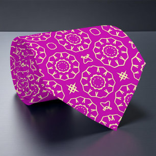 Cravate Magenta Chic Motif géométrique floral ornemental