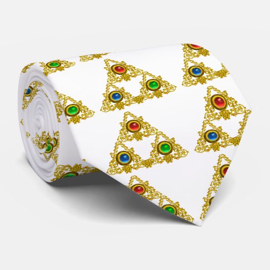 CRAVATE MAGIQUE ELFIC TALISMAN /GOLD TRIANGLE AVEC GEMSTON (Roulé)