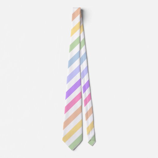 Cravate Magnifique Diagonal Pastel Rainbow Stripes (Devant)