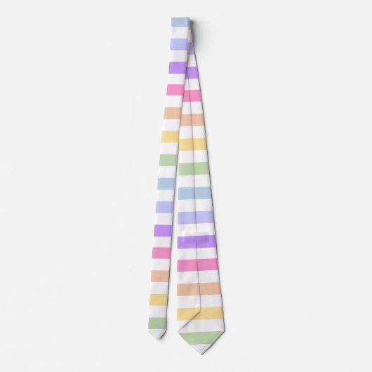 Cravate Magnifique Pastel Arc-en-ciel blanc rayures (Dos)