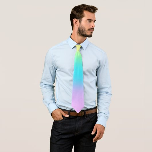 Cravate Magnifique Pastel Arc-en-ciel Dégradé Mariage Neck (En situation)