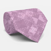 Cravate magnifique patchwork lilas traditionnel (Roulé)