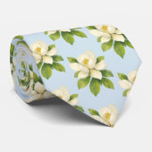 Cravate Magnolia Flower Painting Coastal Beach Pattern (Roulé)