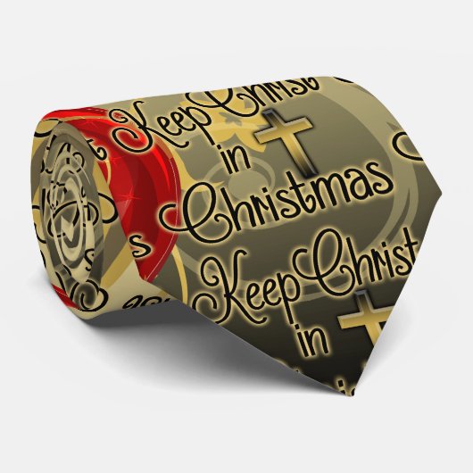 Cravate Maintenez le Christ dans Noël, or/chrétien rouge (Roulé)