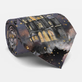 Cravate Maison hantée | Arbre à Pleines lunes Éffrayantes  (Roulé)