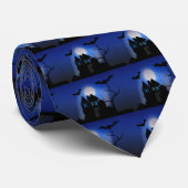 Cravate Maison hantée d'Halloween éffrayante avec chauves- (Roulé)