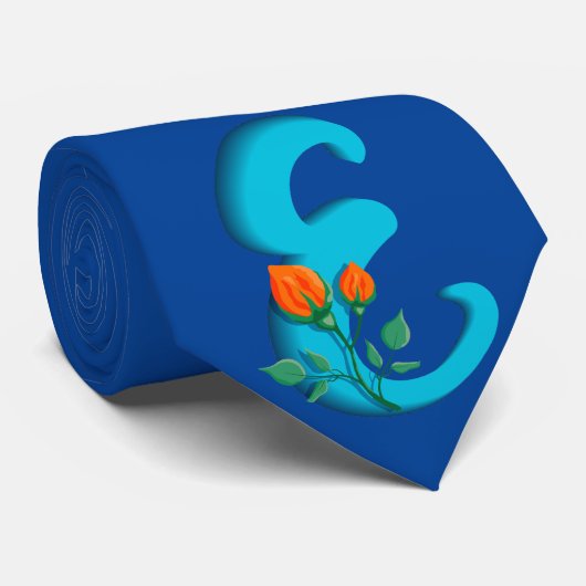 Cravate Majuscule E monogramme floral (Roulé)