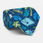 Cravate Makapuu Beach Hawaiian Tropical Tiki Batik Blues (Roulé)