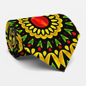 Cravate Mandala abstrait saisissant de tournesol (Roulé)