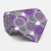 Cravate mandala arabe motif rose violet à l'orientale (Roulé)
