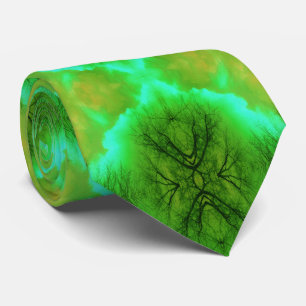 Cravate Mandala de nuage abstrait vert et or