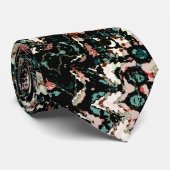 Cravate Mandala. Décor blanc, vert, beige circulaire (Roulé)