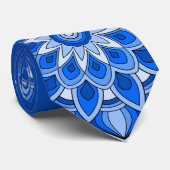 Cravate Mandala en bleu (Roulé)