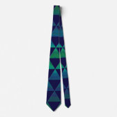 Cravate Mandala géométrique triangle vert bleu (Devant)