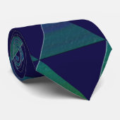 Cravate Mandala géométrique triangle vert bleu (Roulé)