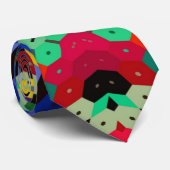 Cravate Mandala Hexagonal Bleu Jaune Rouge et Vert (Roulé)