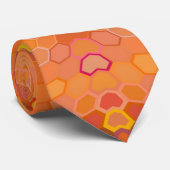 Cravate Mandala Hexagonal Orange Jaune Rouge et Bleu (Roulé)