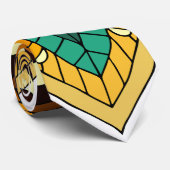 Cravate Mandala Motif 2002 en jaune et bronzette (Roulé)