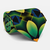 Cravate Mandala Motif géométrique vert et jaune Floral (Roulé)