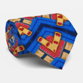 Cravate Mandala orange bleu (Roulé)