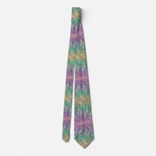 Cravate Mandala pourpre rose iridescent d'or vert (Dos)
