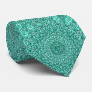Cravate Mandala turquoise à symétrie complexe