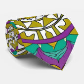 Cravate Mandala violet et vert (Roulé)