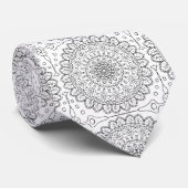Cravate Mandala Zen Bouddha en noir et blanc (Roulé)