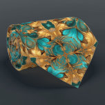 Cravate Mandelbrot Fractal bleu turquoise or<br><div class="desc">This design may be personalized in the area provided by changing the Phoand/or text. Or it can be customized by choosing the click to customize further option and delete or change the color of the background, add text, change the text color style, or delete the text for an image only...</div>