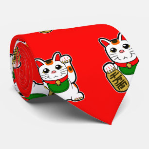 Cravate Maneki Neko : Chat chanceux japonais