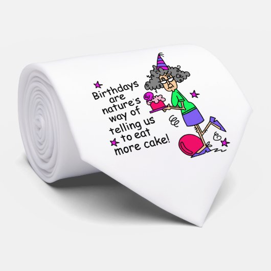 Cravate Mangez plus de gâteau Humour d'anniversaire (Roulé)