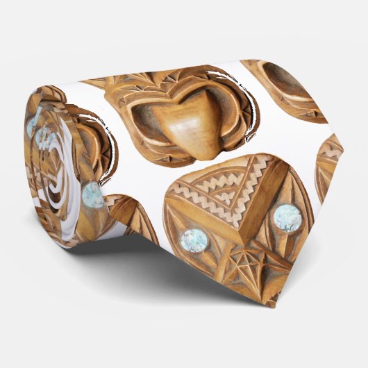 Cravate Maori sculptée Tiki Face Thunder_Cove (Roulé)