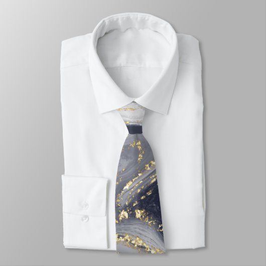 Cravate Marbled Gray, White and Gold (Attaché)
