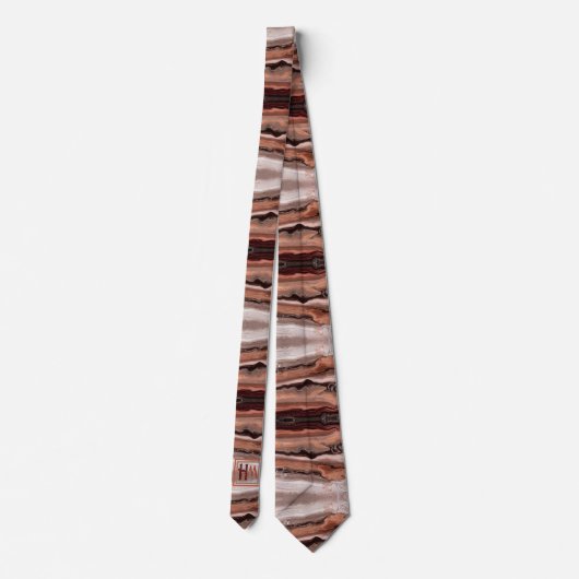 Cravate Marbre Abstrait moderne rose beige Brown Monogramm (Dos)