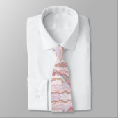Cravate Marbre Agate Moderne Bleu Rose Collection Or (Attaché)