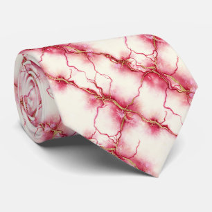 Cravate Marbre aquarelle rose rouge vibrant et rose tendre
