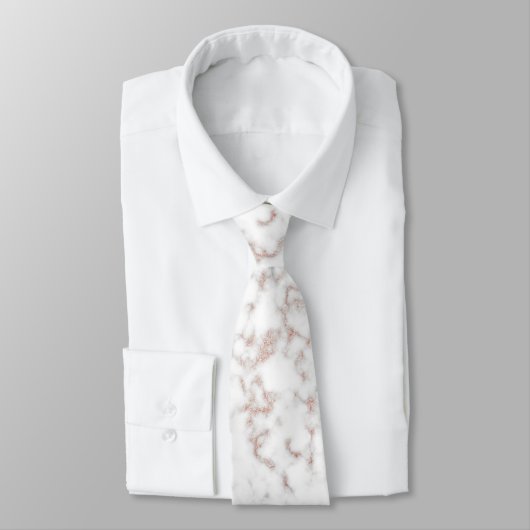 Cravate Marbre blanc Carrara Rose Parties scintillant or T (Attaché)